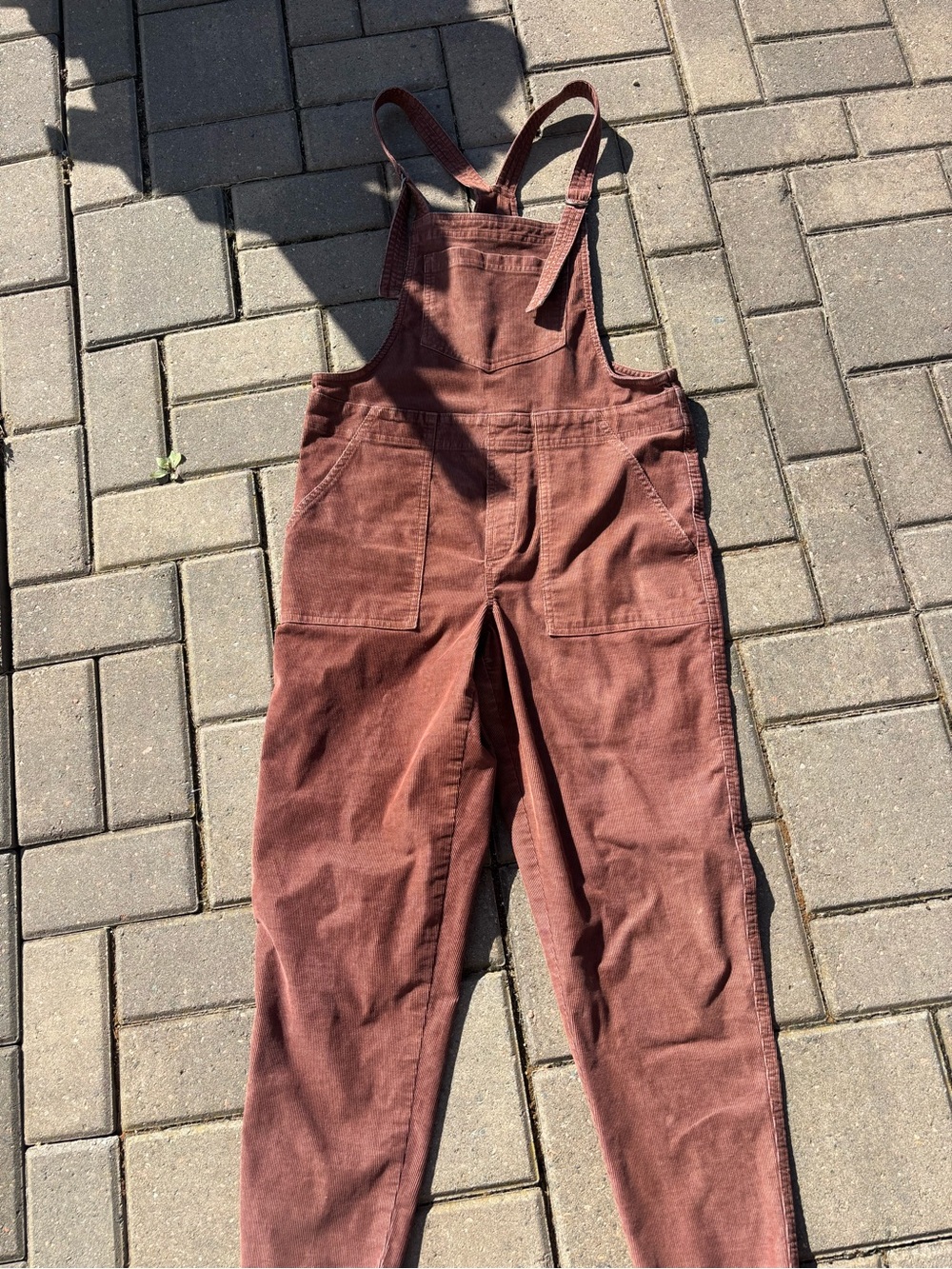aerie Rust Brown Denim Overalls